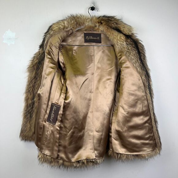 R.J. Roberts & Co. Brown Faux Fur Coat size medium - Picture 3 of 8